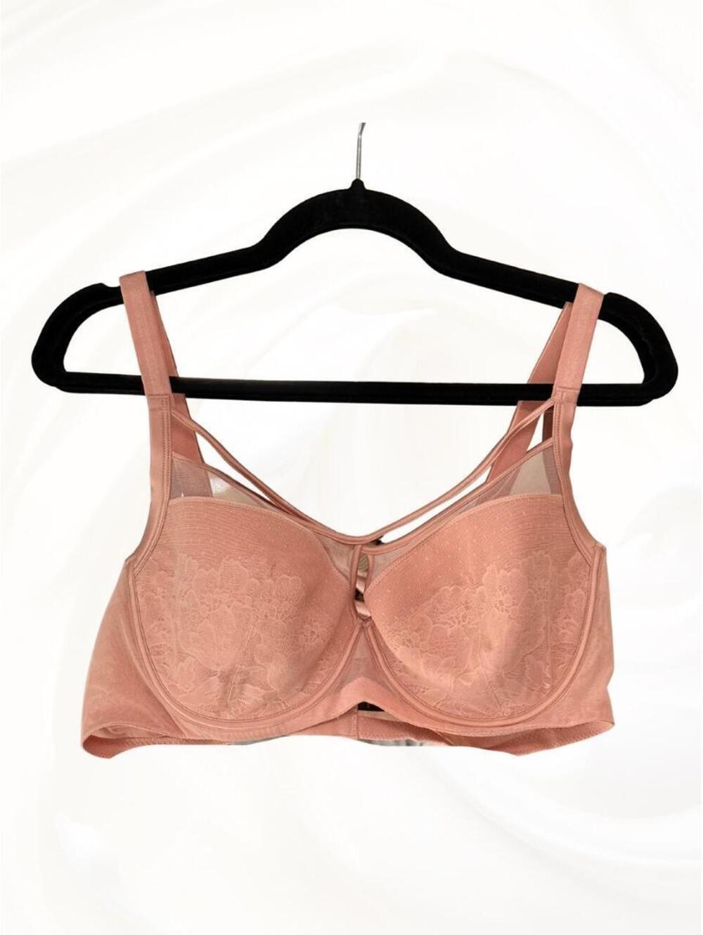 Understance Pink Lace Push Up Bra with Floral Embroidery